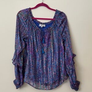 Hale Bob Blue and Purple Patterned Blouse